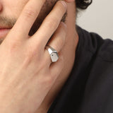 anillo de hombre, Plata 925 bañada en rodio, Zirconia cúbica artificial
