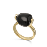 Anillo Delicado, Bañado en oro, Ónix artificial