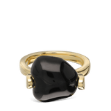 Anillo Delicado, Bañado en oro, Ónix artificial