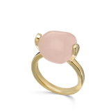 Anillo Delicado, Bañado en oro, Cuarzo rosa artificial