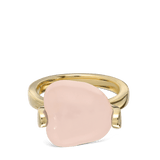 Anillo Delicado, Bañado en oro, Cuarzo rosa artificial