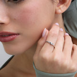 Anillo Delicado, Plata 925 bañada en rodio, Zirconia cúbica artificial