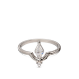 Anillo Delicado, Plata 925 bañada en rodio, Zirconia cúbica artificial