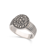 Anillo Delicado, Plata 925 bañada en rodio, Marcasita artificial