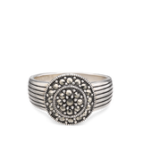 Anillo Delicado, Plata 925 bañada en rodio, Marcasita artificial