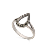 Anillo Delicado, Plata 925 bañada en rodio, Marcasita artificial
