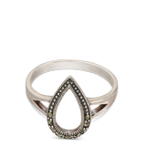 Anillo Delicado, Plata 925 bañada en rodio, Marcasita artificial