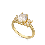 Anillo Delicado, Bañado en oro, Zirconia cúbica artificial