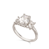 Anillo Delicado, Plata 925 bañada en rodio, Zirconia cúbica artificial