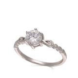 Anillo Delicado, Plata 925 bañada en rodio, Zirconia cúbica artificial
