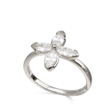 Anillo Delicado, Plata 925 bañada en rodio, Zirconia cúbica artificial
