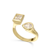 Anillo Delicado, Bañado en oro, Zirconia cúbica artificial