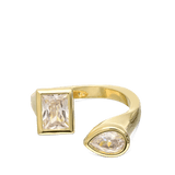 Anillo Delicado, Bañado en oro, Zirconia cúbica artificial