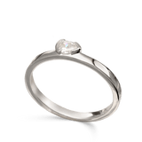 Anillo Delicado, Plata 925 bañada en rodio, Zirconia cúbica artificial