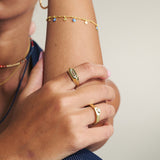 Anillo Delicado, Bañado en oro, Zirconia cúbica artificial