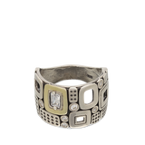 Anillo de Declaración, Plata 925 con oro 9k, Zirconia cúbica artificial