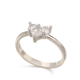 Anillo Delicado, Plata 925 bañada en rodio, Zirconia cúbica artificial
