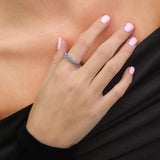 Anillo Delicado, Plata 925 bañada en rodio, Zirconia cúbica artificial