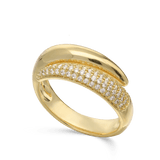 Anillo Delicado, Bañado en oro, Zirconia cúbica artificial