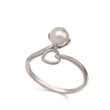 Anillo Delicado, Plata 925 bañada en rodio, Madreperla artificial