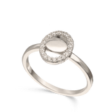 Anillo Delicado, Plata 925 bañada en rodio, Zirconia cúbica artificial