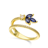 Anillo Delicado, Bañado en oro, Zirconia cúbica artificial
