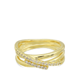 Anillo Delicado, Bañado en oro, Zirconia cúbica artificial