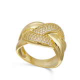 Anillo de Declaración, Bañado en oro, Zirconia cúbica artificial