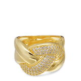 Anillo de Declaración, Bañado en oro, Zirconia cúbica artificial