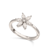 Anillo Delicado, Plata 925 bañada en rodio, Zirconia cúbica artificial