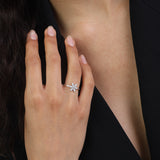 Anillo Delicado, Plata 925 bañada en rodio, Zirconia cúbica artificial