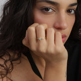 Anillo Delicado, Bañado en oro, Zirconia cúbica artificial