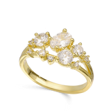 Anillo Delicado, Bañado en oro, Zirconia cúbica artificial