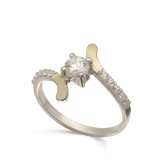 Anillo Delicado, Plata 925 con oro 9k, Zirconia cúbica artificial