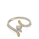 Anillo Delicado, Plata 925 con oro 9k, Zirconia cúbica artificial