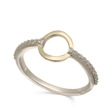 Anillo Delicado, Plata 925 con oro 9k, Zirconia cúbica artificial