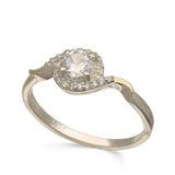Anillo Delicado, Plata 925 con oro 9k, Zirconia cúbica artificial