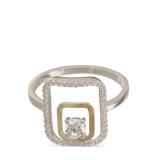 Anillo Delicado, Plata 925 con oro 9k, Zirconia cúbica artificial