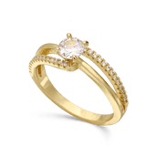 Anillo Delicado, Bañado en oro, Zirconia cúbica artificial