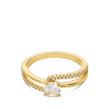 Anillo Delicado, Bañado en oro, Zirconia cúbica artificial