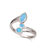 Anillo Delicado, Plata 925 bañada en rodio, Ópalo artificial
