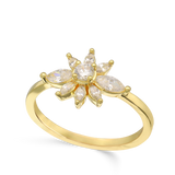 Anillo Delicado, Bañado en oro, Zirconia cúbica artificial