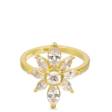 Anillo Delicado, Bañado en oro, Zirconia cúbica artificial