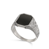 anillo de hombre, Acero inoxidable, Ónix artificial