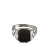 anillo de hombre, Acero inoxidable, Ónix artificial