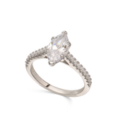 Anillo Delicado, Plata 925 bañada en rodio, Zirconia cúbica artificial