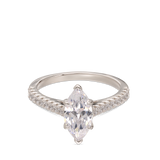 Anillo Delicado, Plata 925 bañada en rodio, Zirconia cúbica artificial