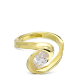 Anillo Delicado, Bañado en oro, Zirconia cúbica artificial