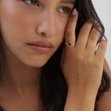 Anillo Delicado, Bañado en oro, Vidrio de plomo