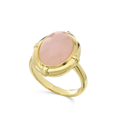Anillo Delicado, Bañado en oro, Cuarzo rosa artificial
